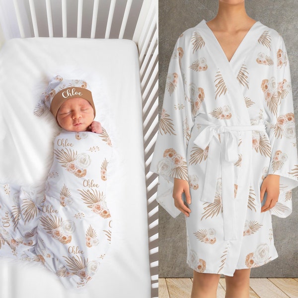 Mommy and Me Robe and Swaddle Set Etsy