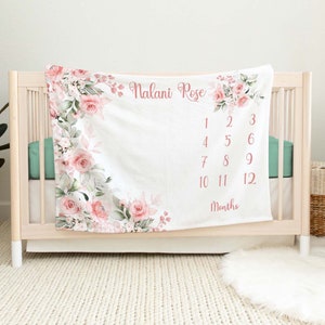 Custom Baby milestone blanket, Baby Shower Gift, New Mom Gift, Custom Age Blanket, Growth Marker