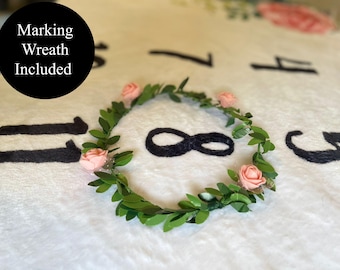 Baby Milestone Marker Ring Floral Wreath Marker Crown Flower Ring Pink Roses Greenery Growth Tracker Marker Girl Milestone Blanket Marker