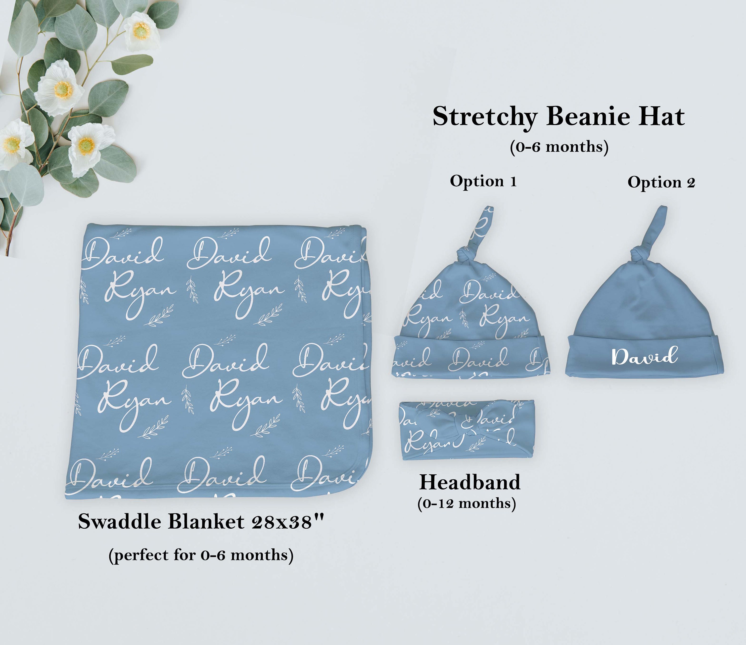 Dusty Blue Matching Robe Swaddle Set Mom and Baby Baby Shower Gift New