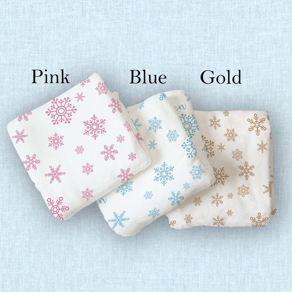 Personalized Snowflake Swaddle Blanket, Snowflake Baby Blanket, Custom Baby Blanket, Snowflake Baby, Minky Blanket, New Year Blanket