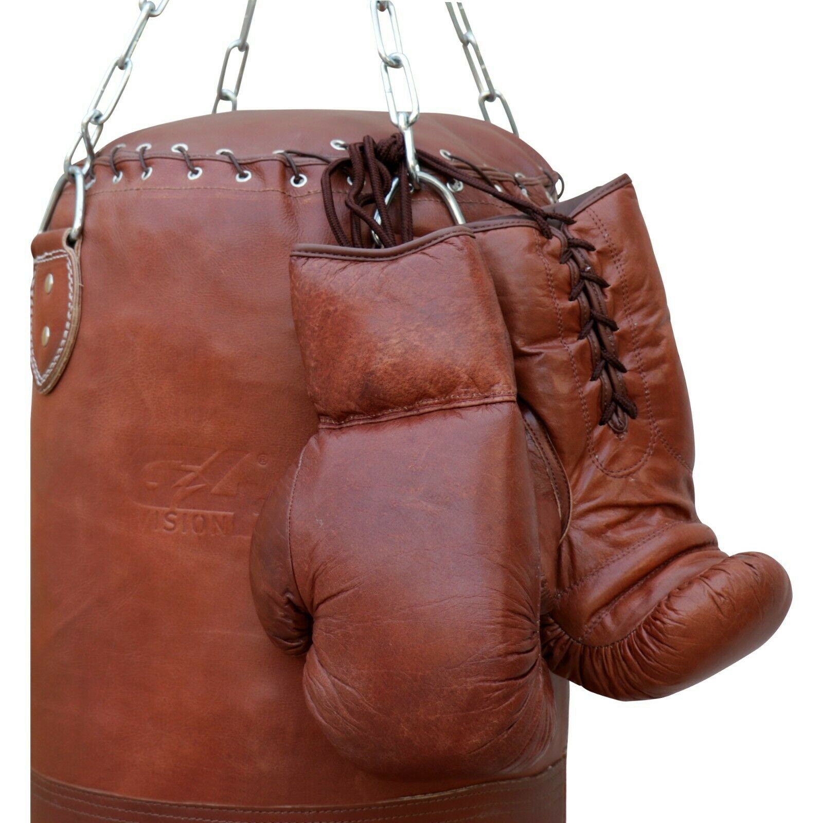 Leather Punching Bag Vintage Punching Bag with Boxing Gloves Etsy