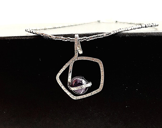 Natural Amethyst pendant necklace//healing stone statement jewelry for women