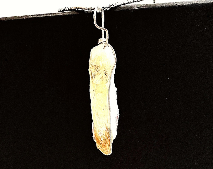 Citrine wire wrapped silver pendant, citrine stone necklace, raw citrine necklace, crystal pendant necklace, modern minimalist necklace