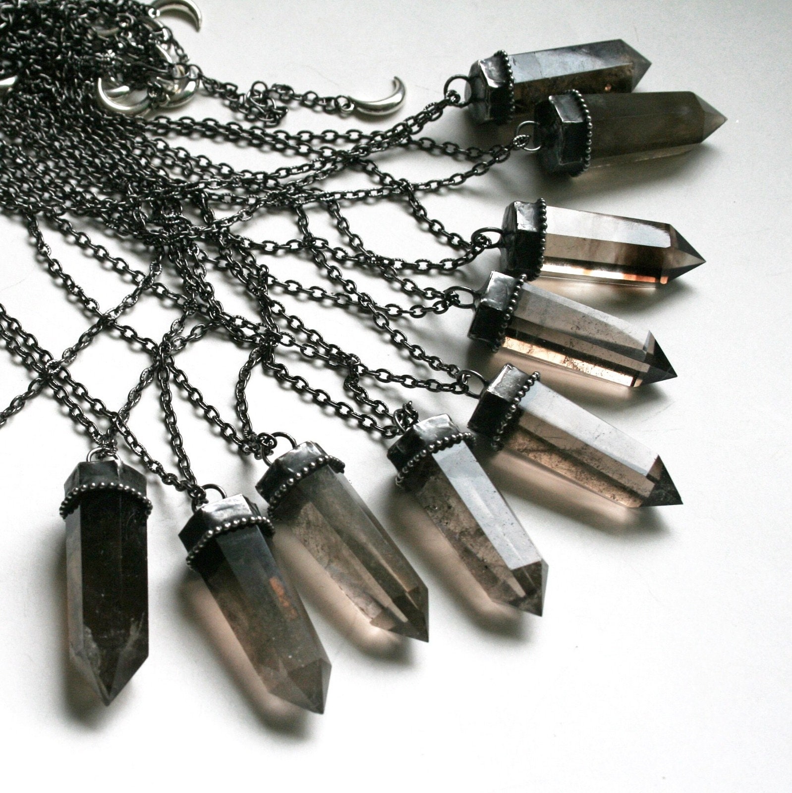 Smoky Quartz Crystal Pendant Necklace