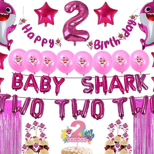 196 Pcs Baby Shark Birthday Decorations for Girl Pink Baby - Etsy