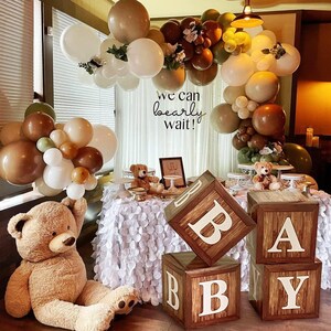 4 Wood Grain Baby Shower Boxes, Teddy Bear Baby Shower Boxes, Baby ...