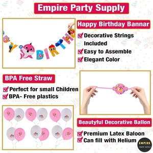 Pink Baby Shark Birthday Decoration Party Supplies for Girl - Etsy