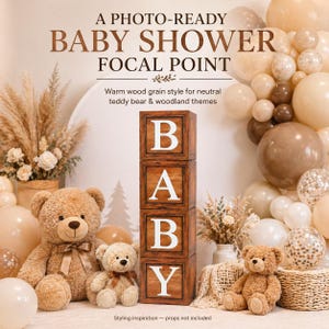4 Wood Grain Baby Shower Boxes, Teddy Bear Baby Shower Boxes, Baby ...