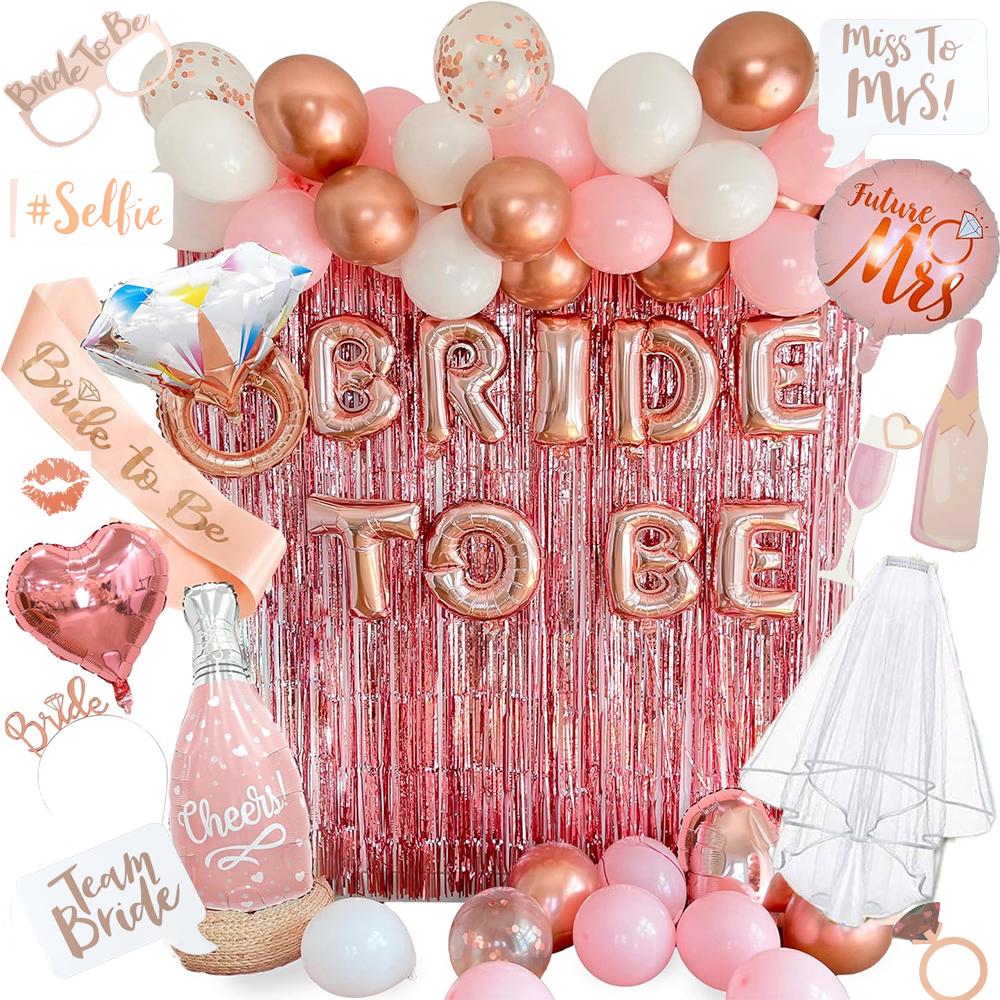 Rose Gold Bridal Shower Decorations - Bachelorette Party Decor With Balloons Rose Gold Bridal Shower Decorations - Bachelorette Party Decor With Balloons