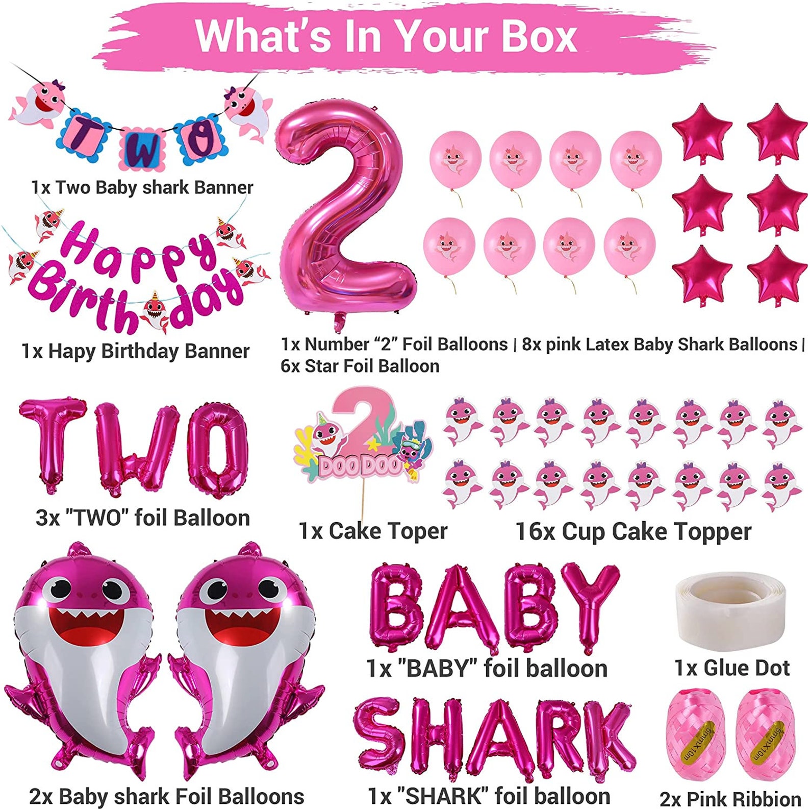 Pink Baby Shark 2nd Birthday Decorations for Girl Pink Baby - Etsy