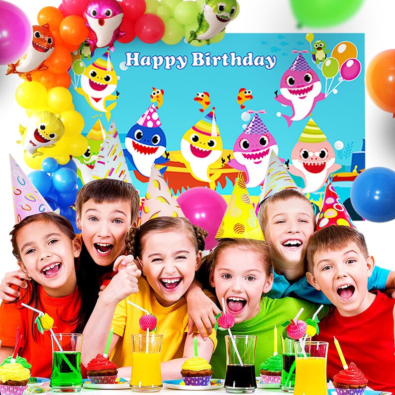 Baby Shark Birthday Balloon Decorations Sea Themed Party Baby Etsy