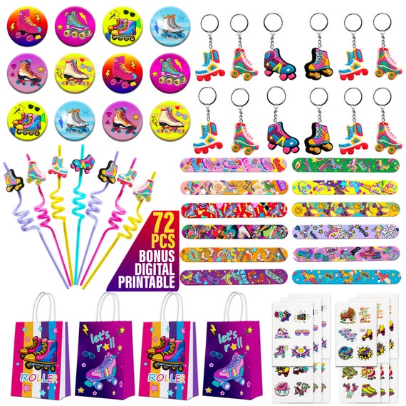 送料無料Roller Skate Party Straws, Roller Skate Party Favors Include 24pcs Reusable Drinking Straws Plastic 80s Theme Straws for Roller Skatin並行輸入