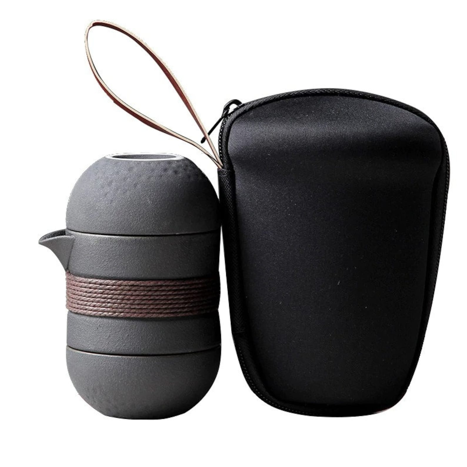 Portable Travel Tea Set One Teapot and Two Cups Ceramic Etsy