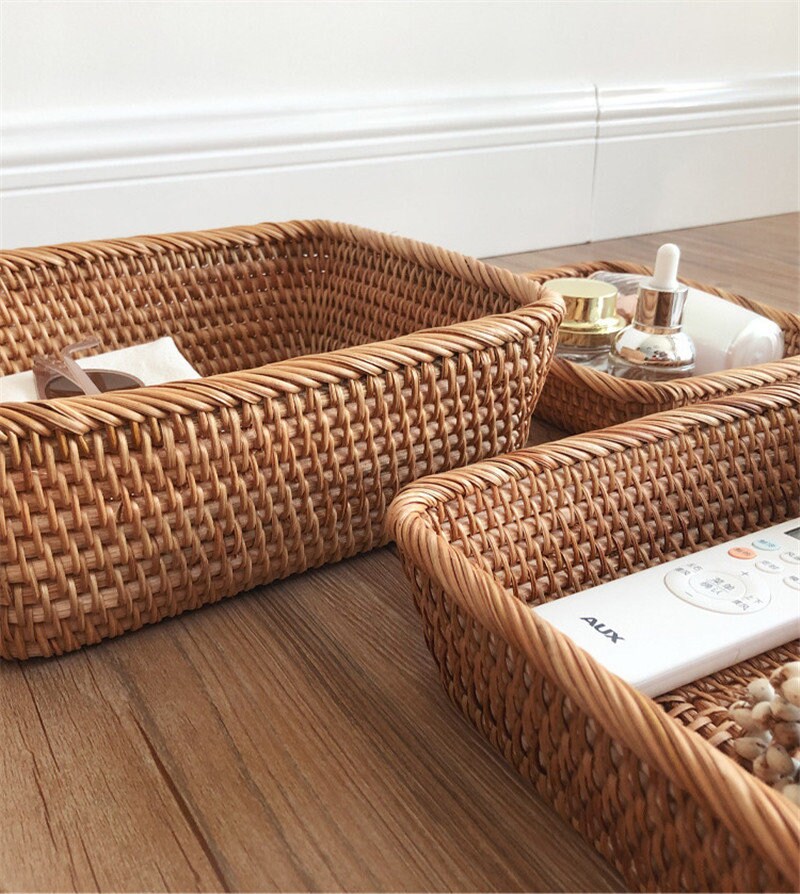 Rattan Hand-woven Storage Tray | Fruit Tea Snack Bread ...