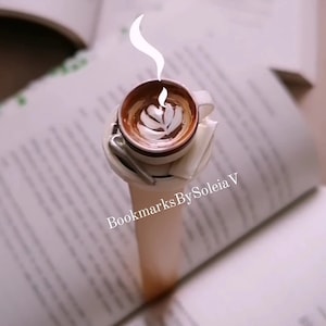 Bookmark - Coffee Bookmark with realistic coffee art, sugar packet, and silver spoon | 3D bookmark | Stick bookmark | Coffee Bookmark