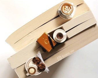 A set of 3 coffee bookmark / coffee bookmark / stick bookmark / 3D Bookmark