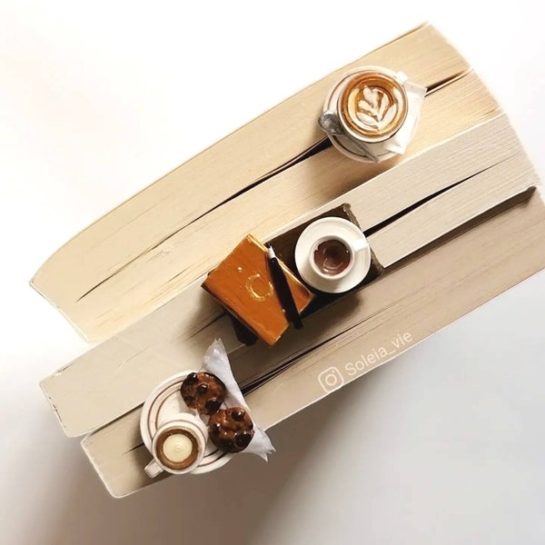 A set of 3 coffee bookmark / coffee bookmark / stick bookmark / 3D Bookmark