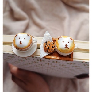 Bookmark | bear latte stick bookmark | 3D bookmark | latte | Coffee Bookmark