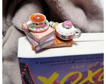 Tea Bookmark- Princess tea set / tea bookmark on stick / pink tea set / bookmark / 3D bookmark