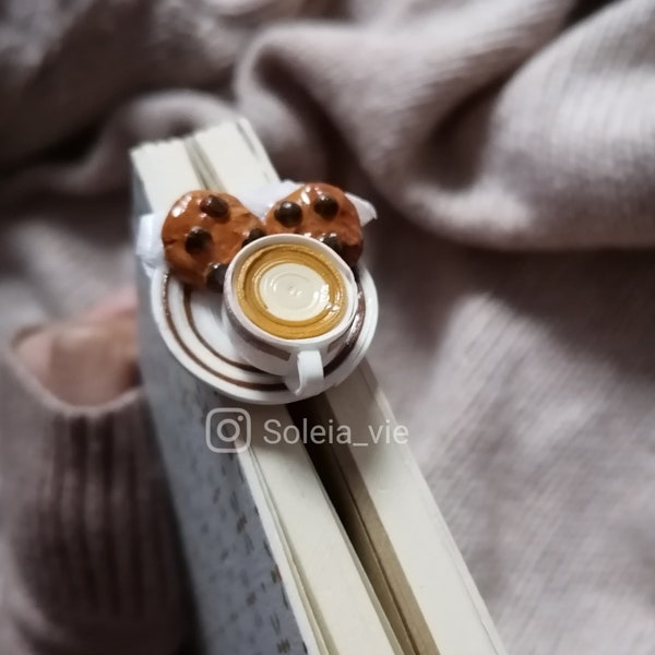 Coffee and cookies bookmark | Stick Coffee Bookmark | 3D bookmark