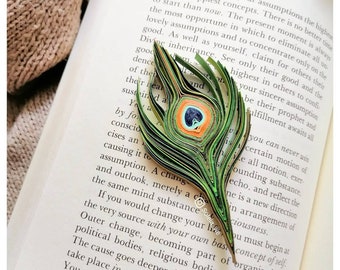 Bookmark- Peacock feather bookmark / 3D bookmark / Quilling Bookmark