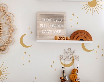 Boho Sun Wall Decal, Mid-century Peel and Stick Moon Wall Sticker, Peel and Stick, Earthly Decoration for Baby Nursery | FUNLIFE