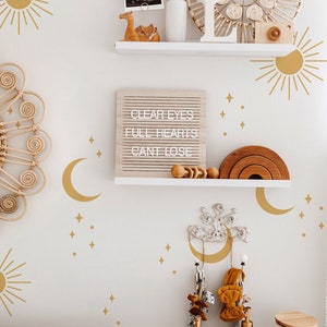 Boho Sun Wall Decal, Autocollant mural Peel and Stick Moon du milieu du siècle, Peel and Stick, Décoration terrestre pour chambre de bébé VIE AMUSANTE image 1