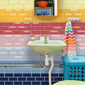 Rainbow Subway Peel and Stick, Modern Kids Bathroom Decoration, Removable  Backsplash Tile Sticker, Self-adhesive and Waterproof