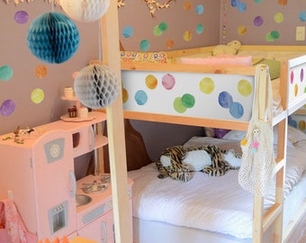 Decals for Kura Bed, Bright Colorful Watercolor Polka dots, Suitable for Wall and Window, Peel and Stick, Custom | FUNLIFE