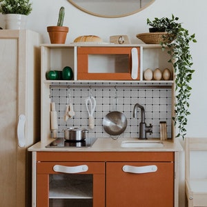 Ikea Play Kitchen Backsplash Decal FUNLIFE Peel and Stick 3D Design White Checkered Plaid for DUKTIG Self-adhesive Removable