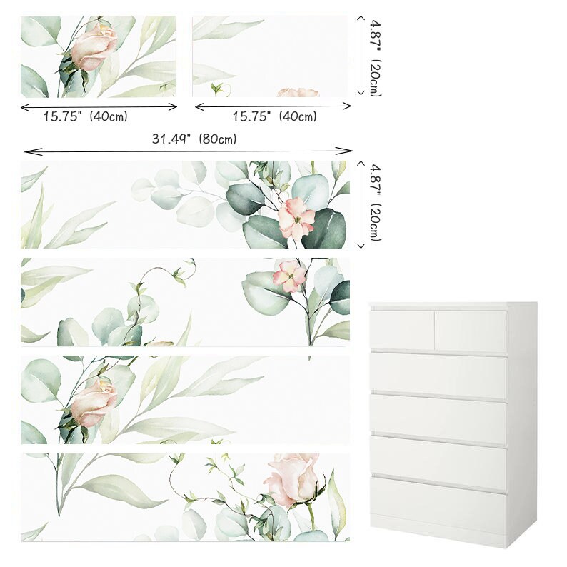 Peel and Stick Malm Dresser Decal Watercolor Green Eucalyptus Etsy