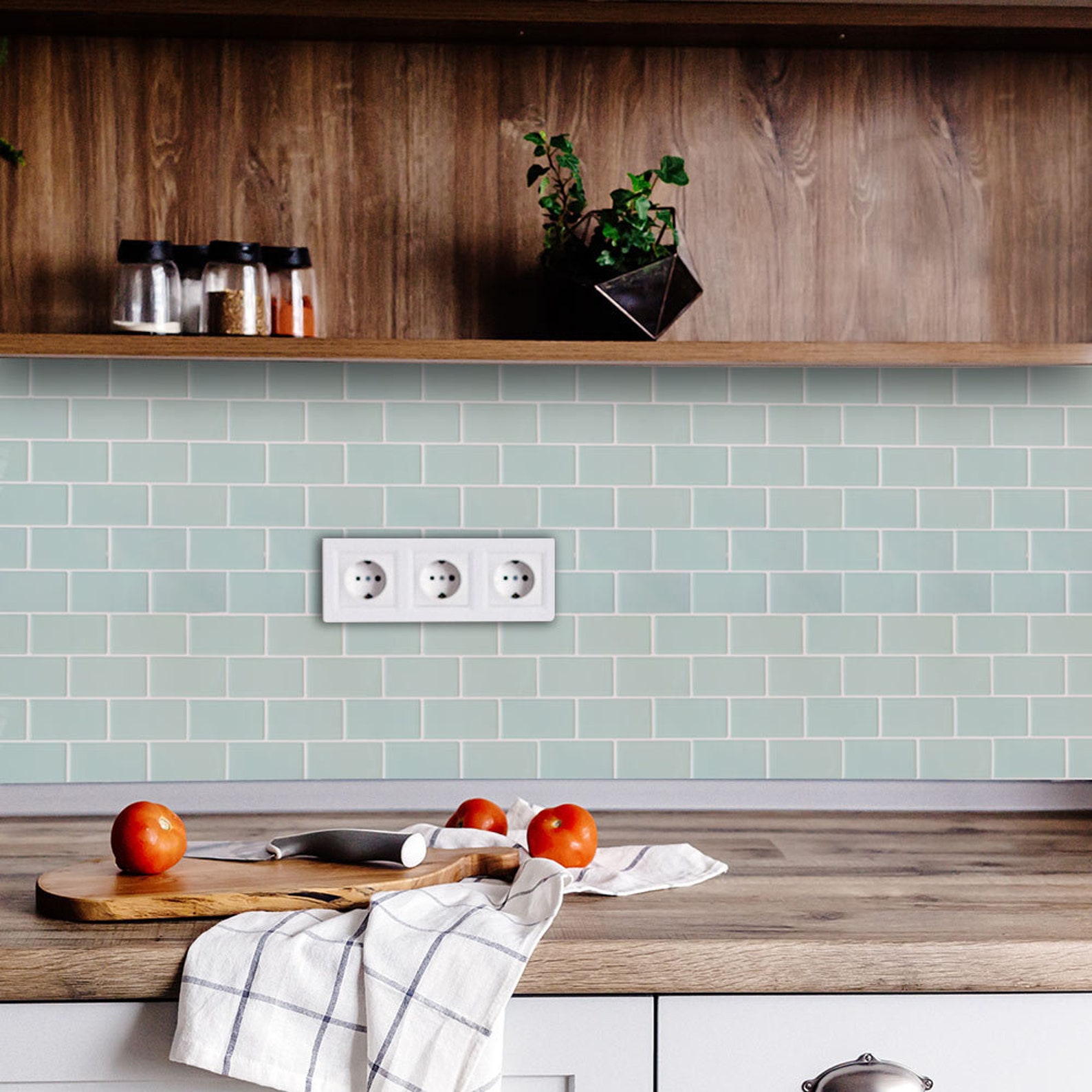 Ikea Play Kitchen Backsplash Decal Metro Seafoam Green Subway Etsy
