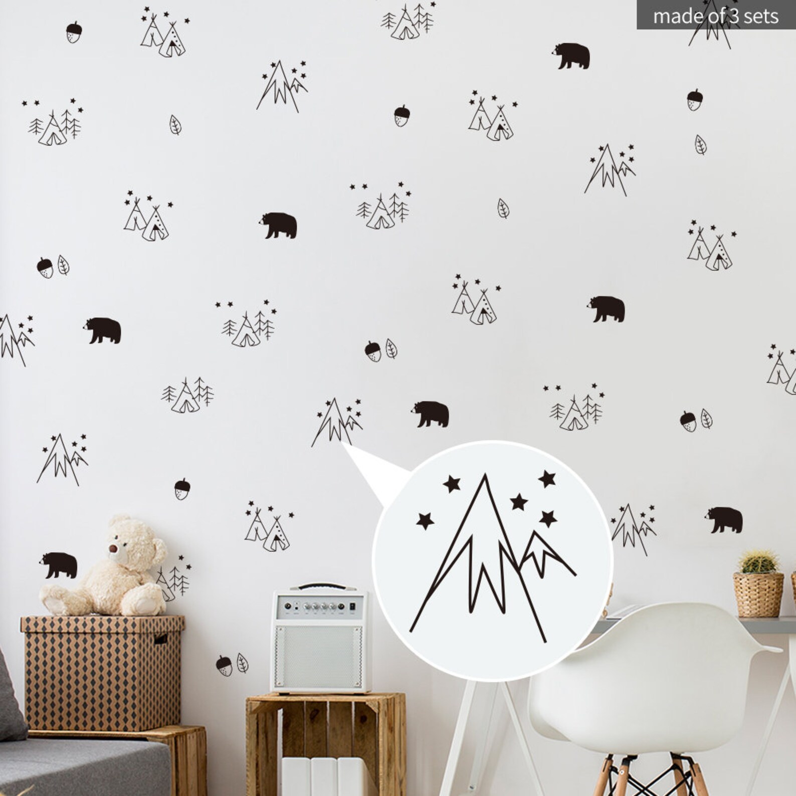 Polar Bear Wall Decal Nursery Snow Mountain Wall Sticker Etsy