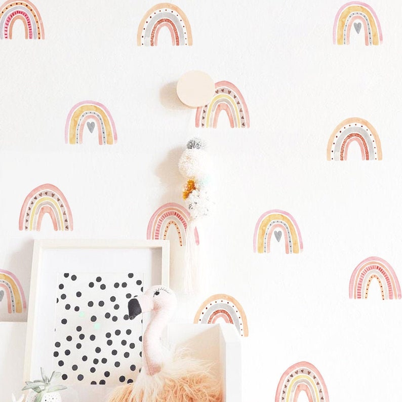 Rainbow Nursery Wall Decal Colorful Rainbow Wall Sticker Etsy
