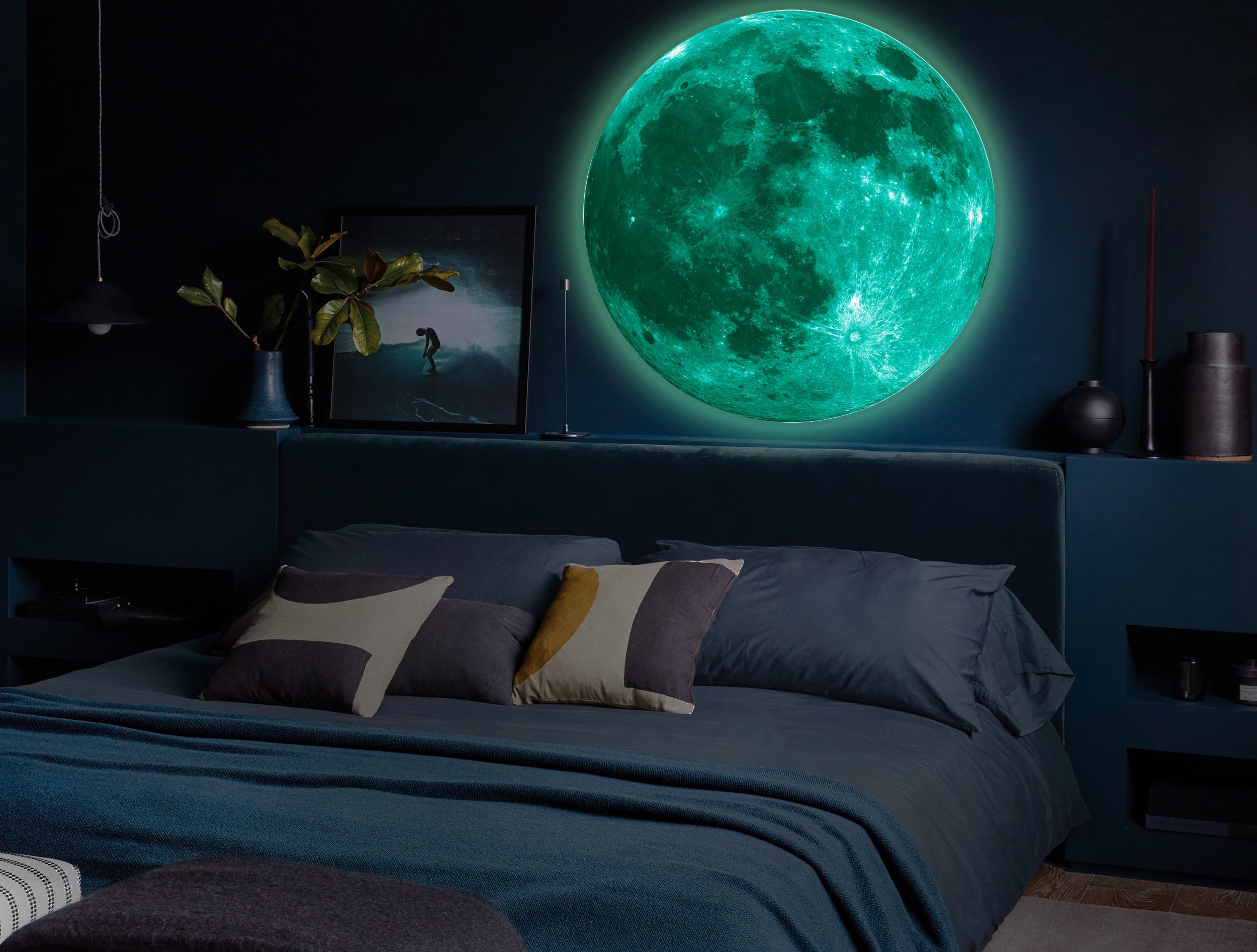 Glow in the Dark Full Moon Wall Decals Space Wall Sticker Etsy