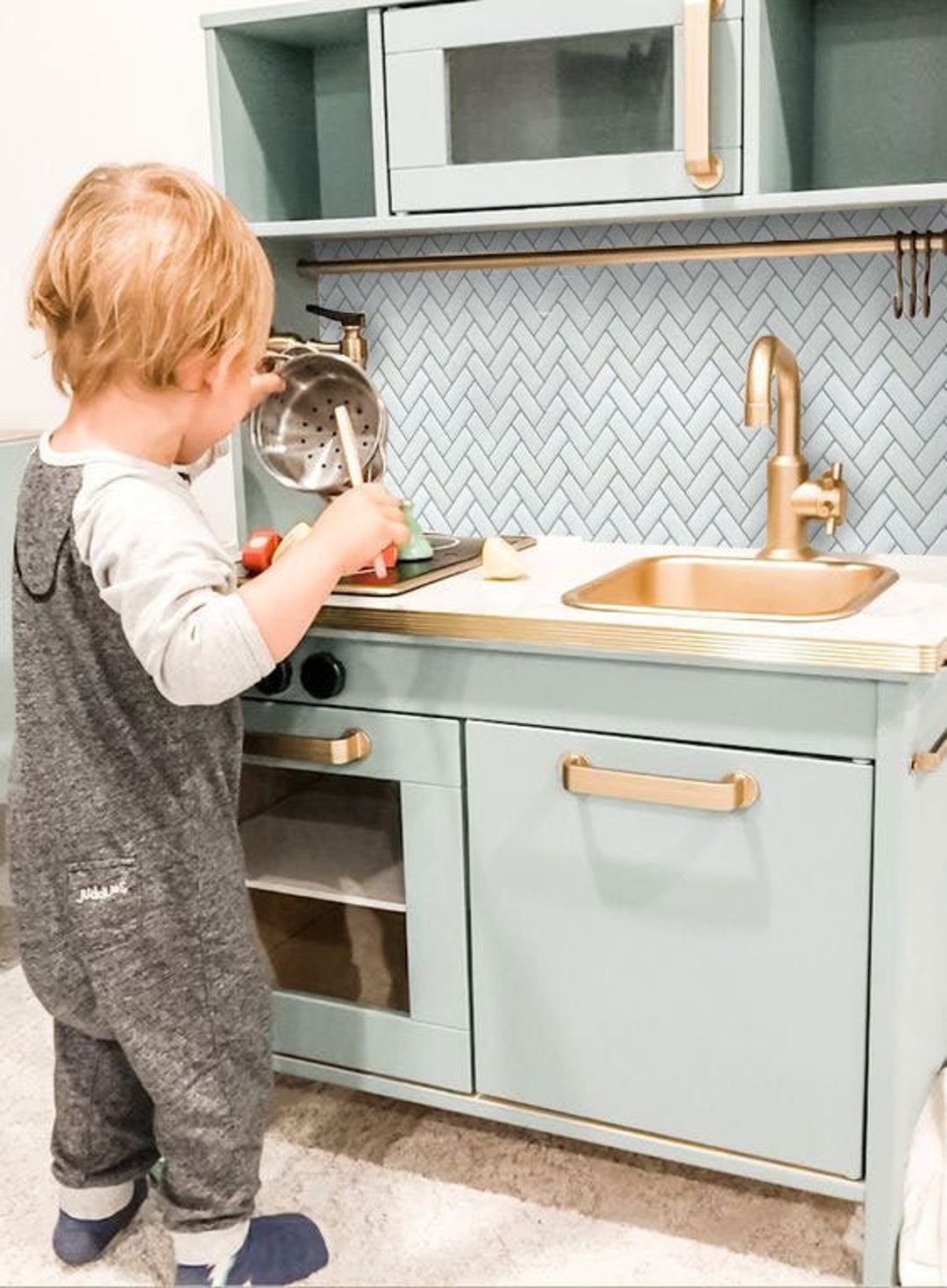 Play Kitchen Backsplash Decal White Herringbone Tile for Etsy