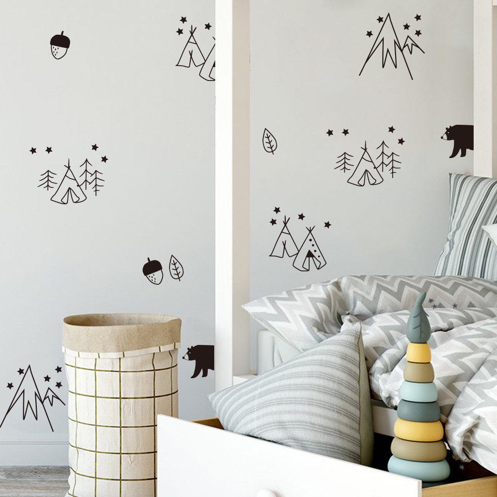 Polar Bear Wall Decal Nursery Snow Mountain Wall Sticker Etsy