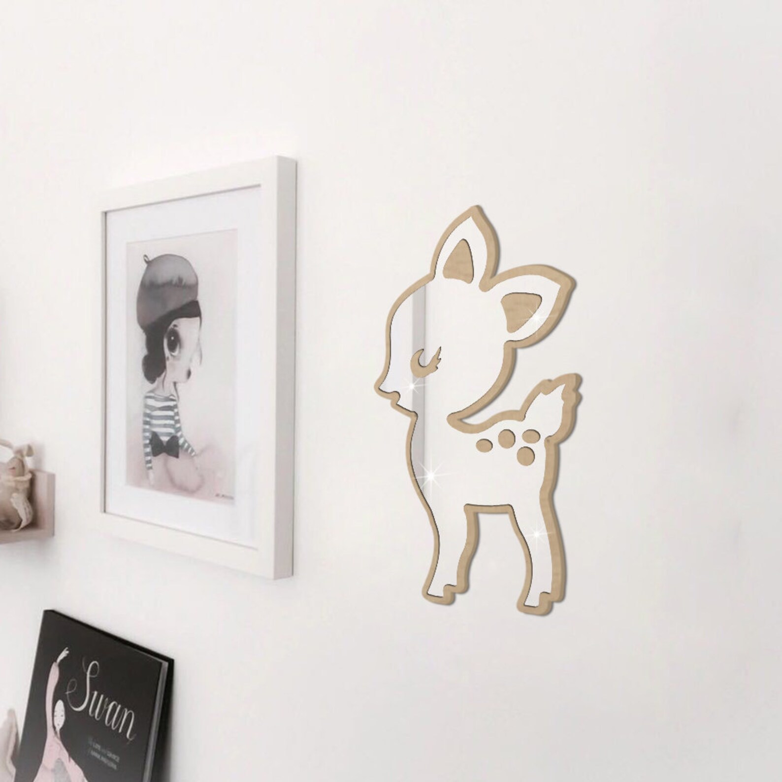 The Cute Deer Mirror Wall Decal Safe Acrylic Mirror Etsy