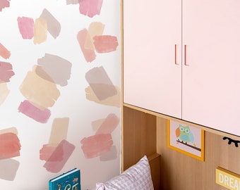 FUNLIFE/ Calcomanías de pared con pinceladas de acuarela para niños, dormitorio de decoración de pared, pelar y pegar, decoración boho, pegatinas de pared geométricas para sala de juegos