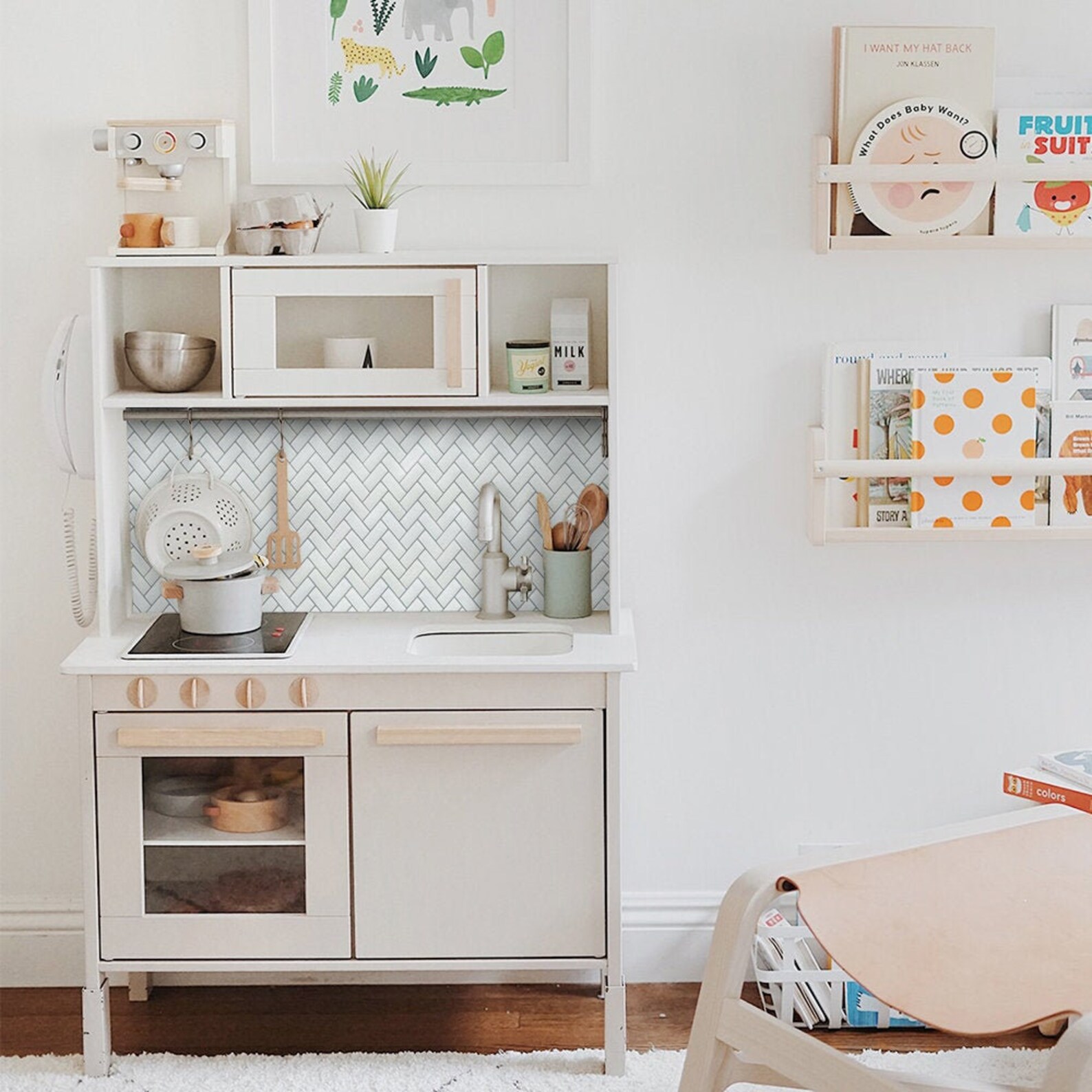 Play Kitchen Backsplash Decal White Herringbone Tile for Etsy
