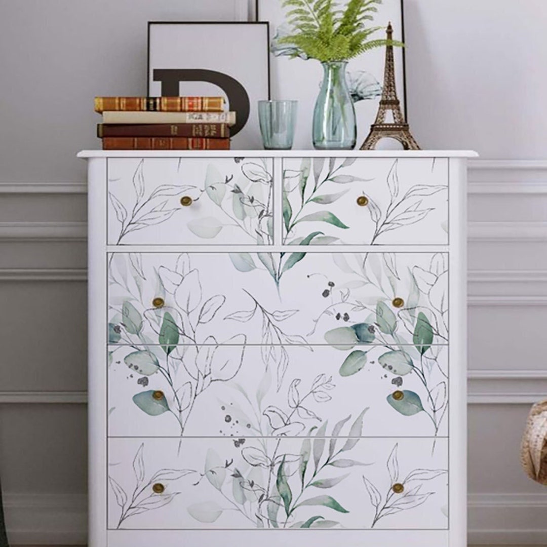 Peel and Stick Malm Dresser Decal Watercolor Faded Green Etsy