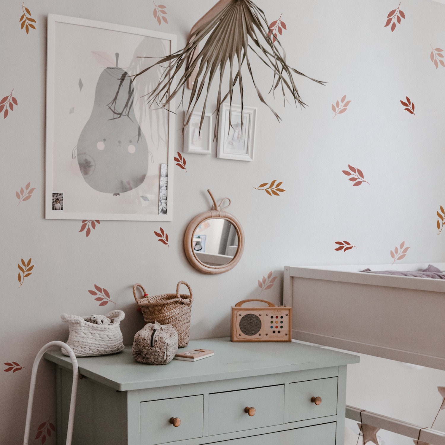 Boho Leaves Wall Decal Earthly Plant Peel and Stick Modern Etsy