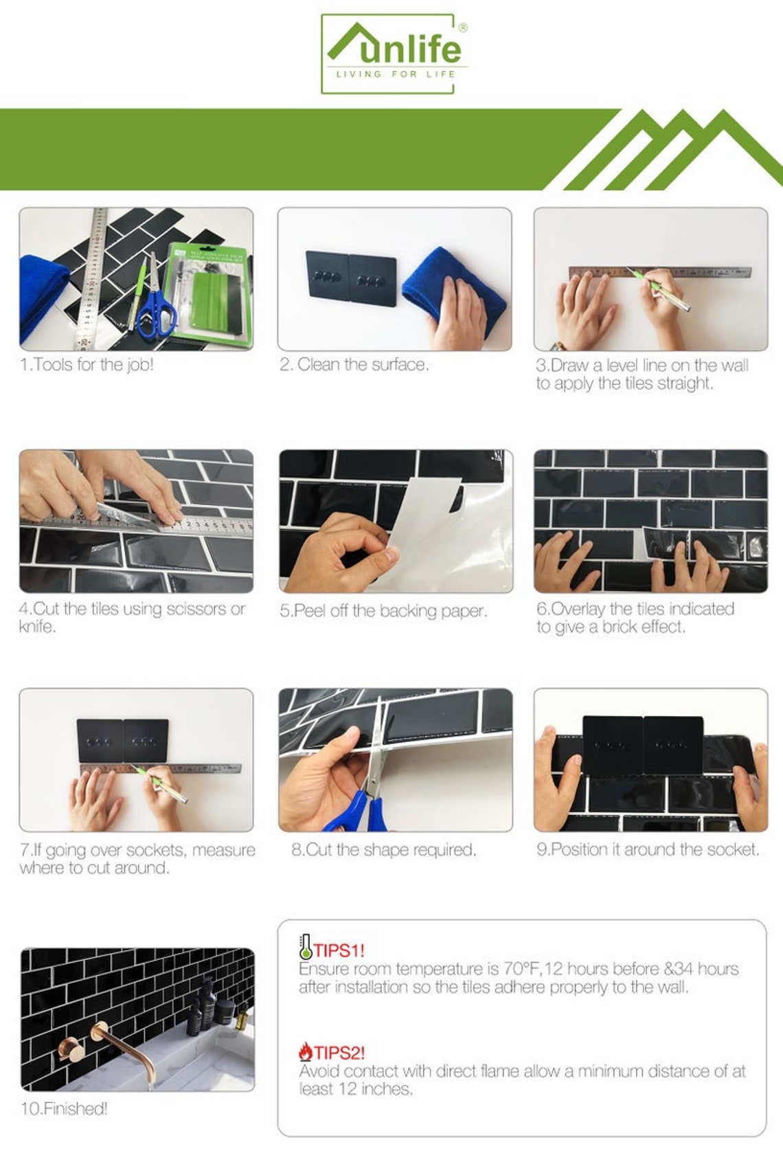 Peel and Stick Kids Bathroom Backsplash Tile Sticker White | Etsy