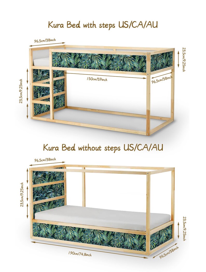 Tropical Decals for Kura Bed Green Hawaii Palm Leaves Etsy