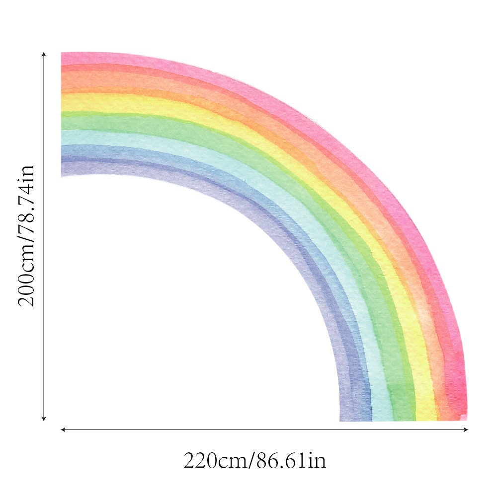 Half Large Rainbow Wall Decal Watercolor Pastal Arch Wall Etsy
