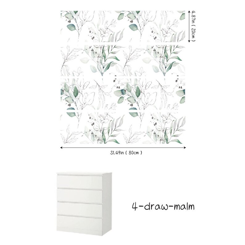 Peel and Stick Malm Dresser Decal Watercolor Faded Green Etsy