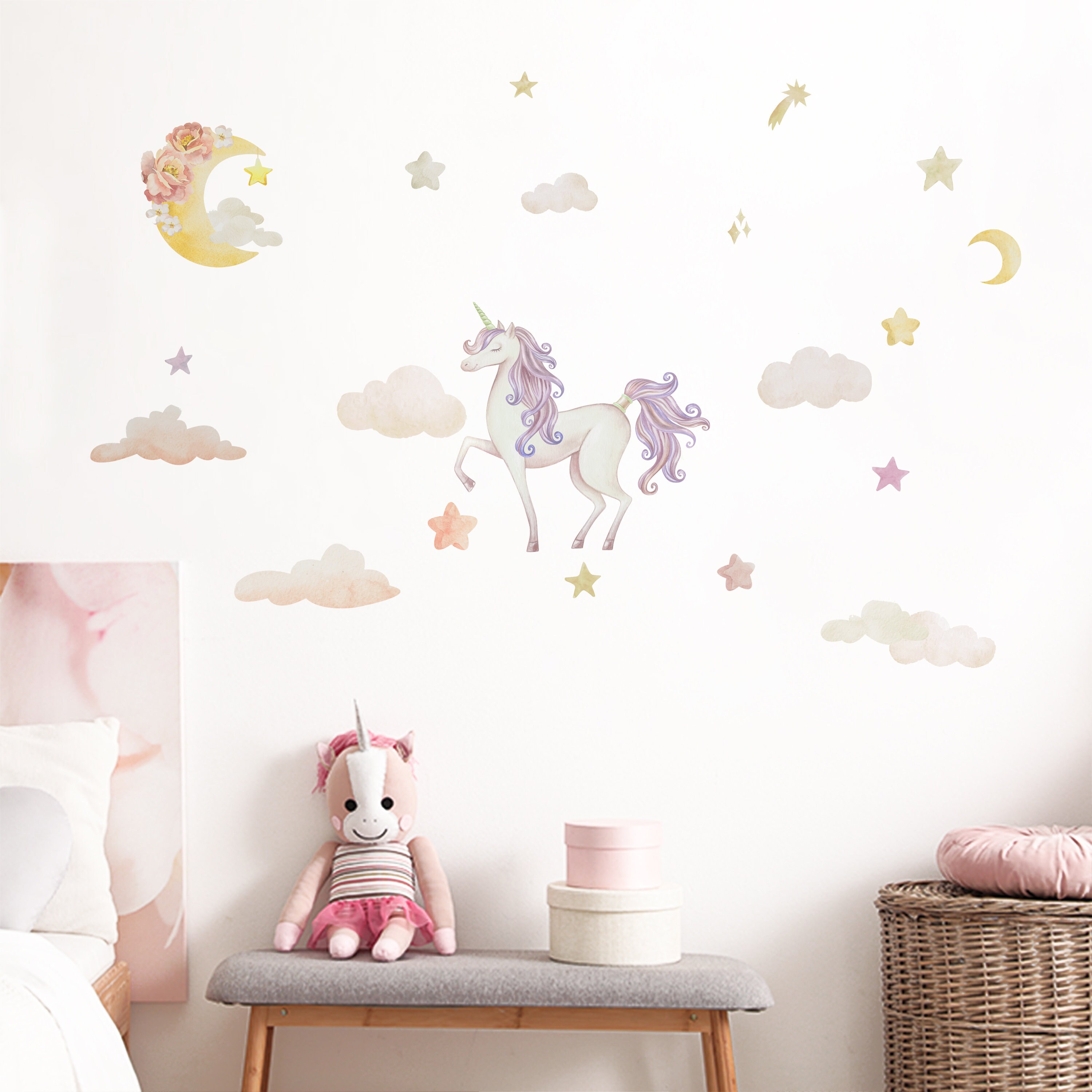 Large Unicorn Wall Decals A Unicorn Night Time Wall Murals Etsy