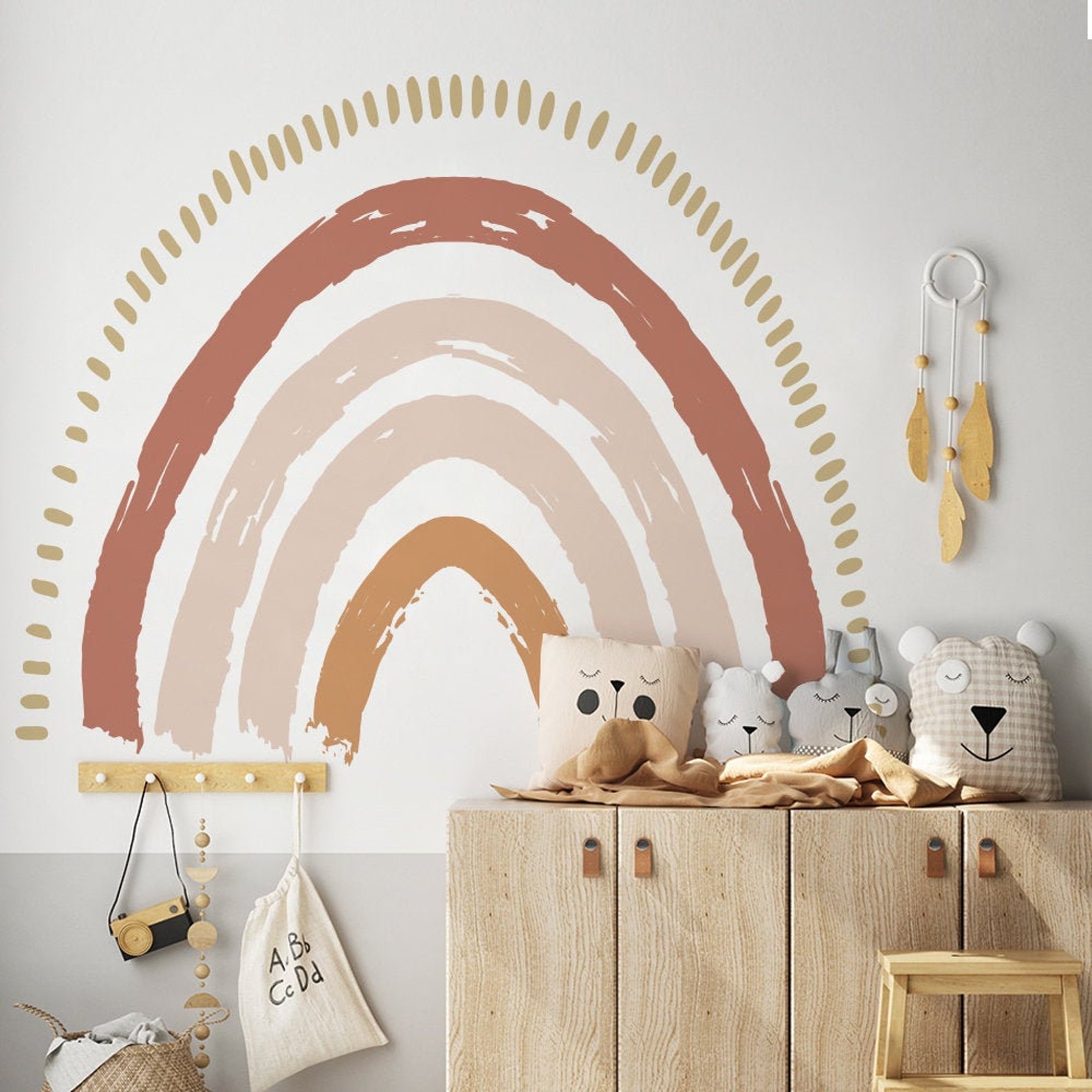 Large Muted Boho Rainbow Wall Decal Earth Tone Rainbow Wall Etsy UK
