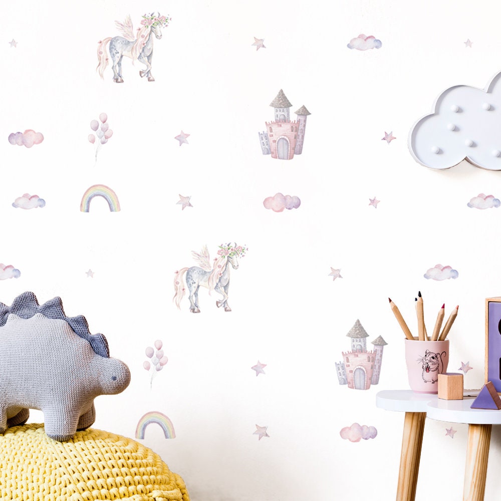 Pink Unicorn Decals for Kura Bed Ikea Watercolor Unicorn - Etsy